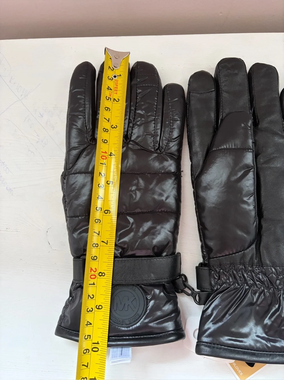 Michael Kors Quilted Nylon and Leather Tech Gloves.
